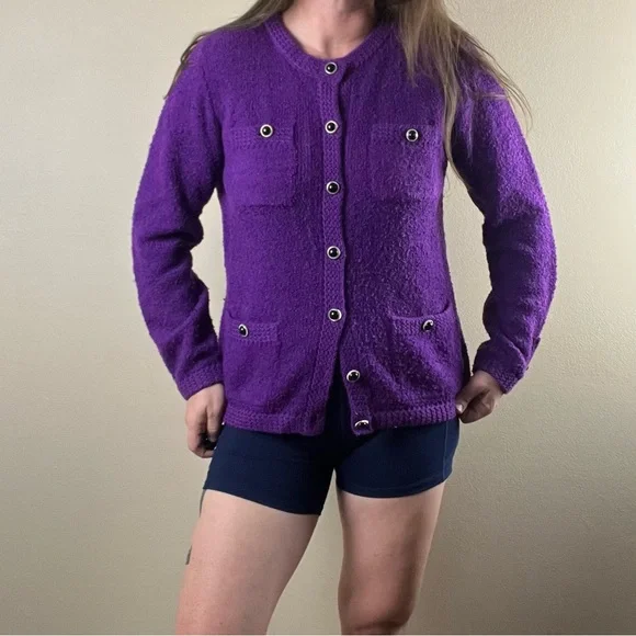 Warm comfy 80s vintage blazer style sweater - Picture 1 of 8